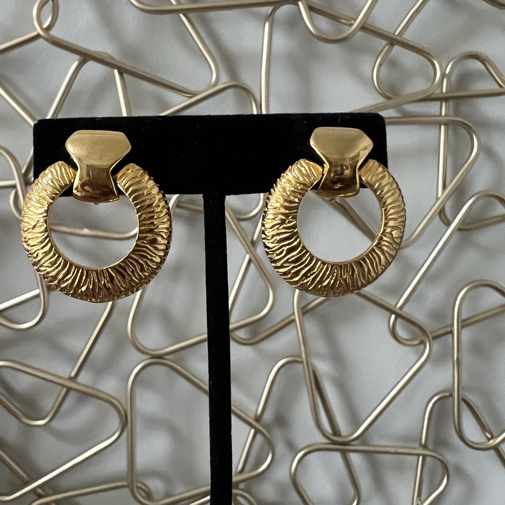 Givenchy Gold Textured Circle Earrings